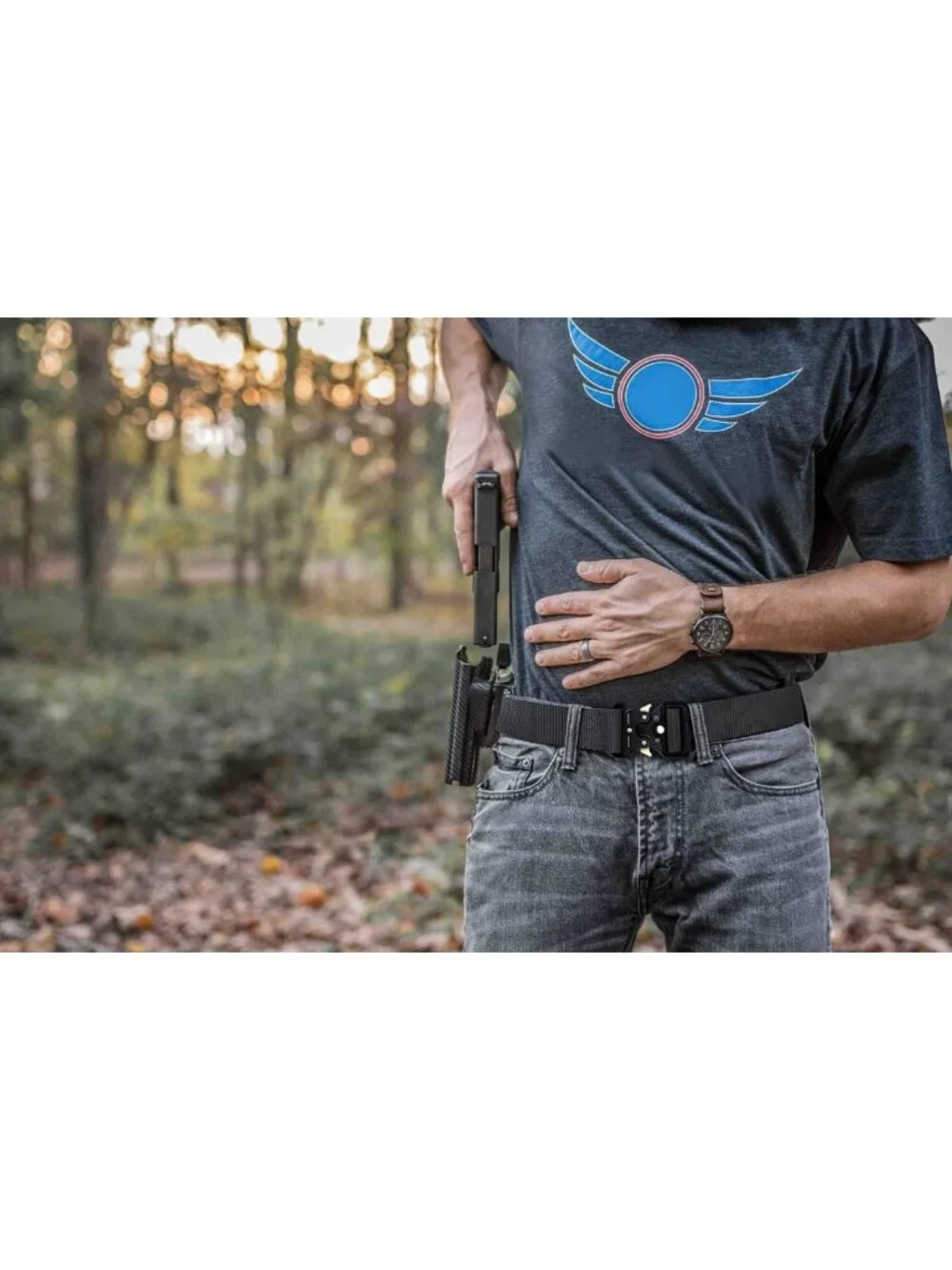 Tactical Military Style Belts for Men - 3-Pack, Quick-Release Buckle & Key Ring